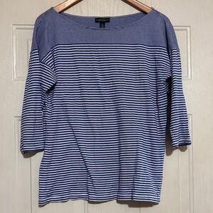 Lauren Ralph Lauren Blue and White Striped Blouse